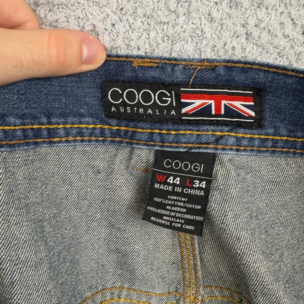 COOGI Jeans Mens 44x34 Blue Baggy Loose Fit Embroidered Hip Hop Streetwear Y2K